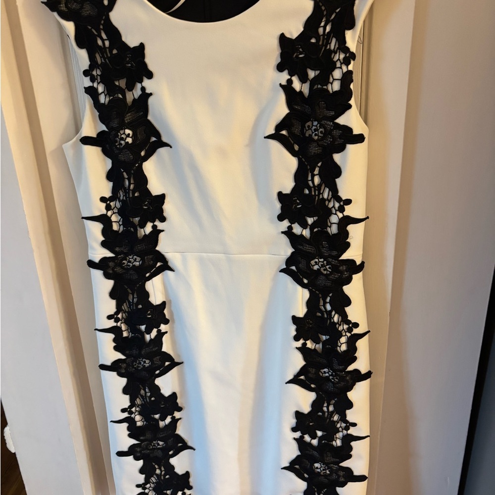 Vince Camuto Black lace on White Dress